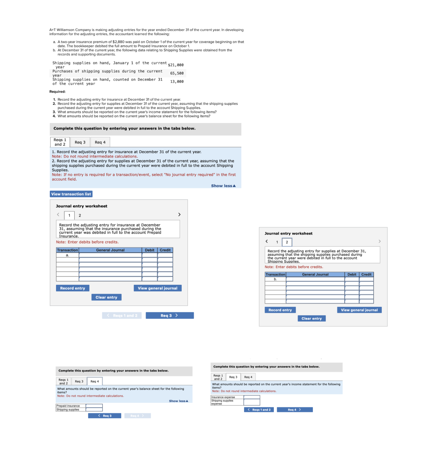 Solved A T Williamson Company Is Making Adjusting Entries Chegg