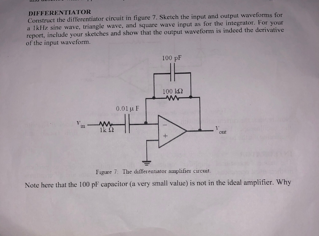 Solved DIFFERENTIATOR Construct The Differentiator Circuit Chegg