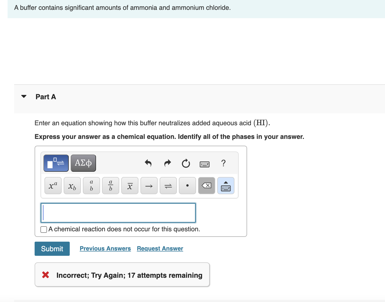 Solved A Buffer Contains Significant Amounts Of Ammonia And Chegg