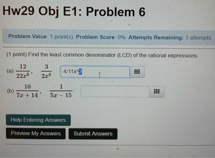 Solved Hw Obj E Problem Problem Value Point S Chegg