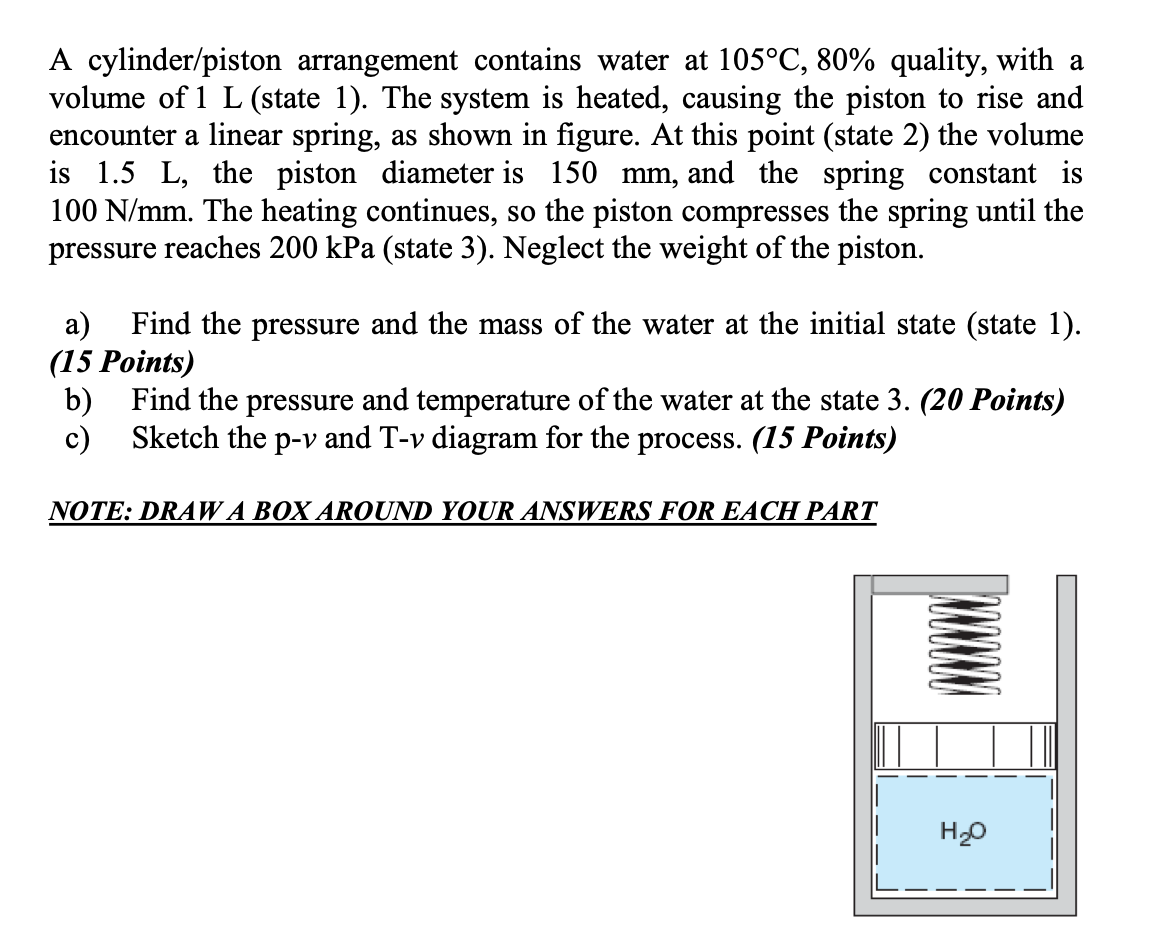 Solved A Cylinder Piston Arrangement Contains Water At Chegg