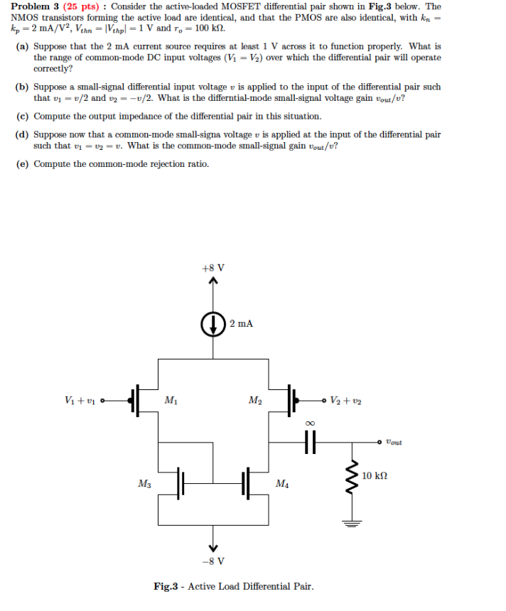 Solved Problem Pts Consider The Active Loaded Chegg