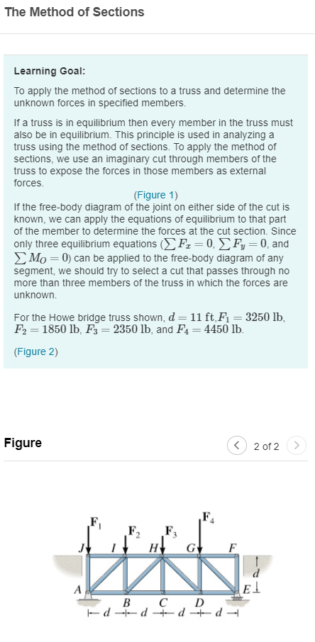 Solved The Method Of Sections Learning Goal To Apply The Chegg