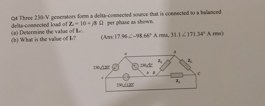 Solved Q Three V Generators Form A Delta Connected Chegg