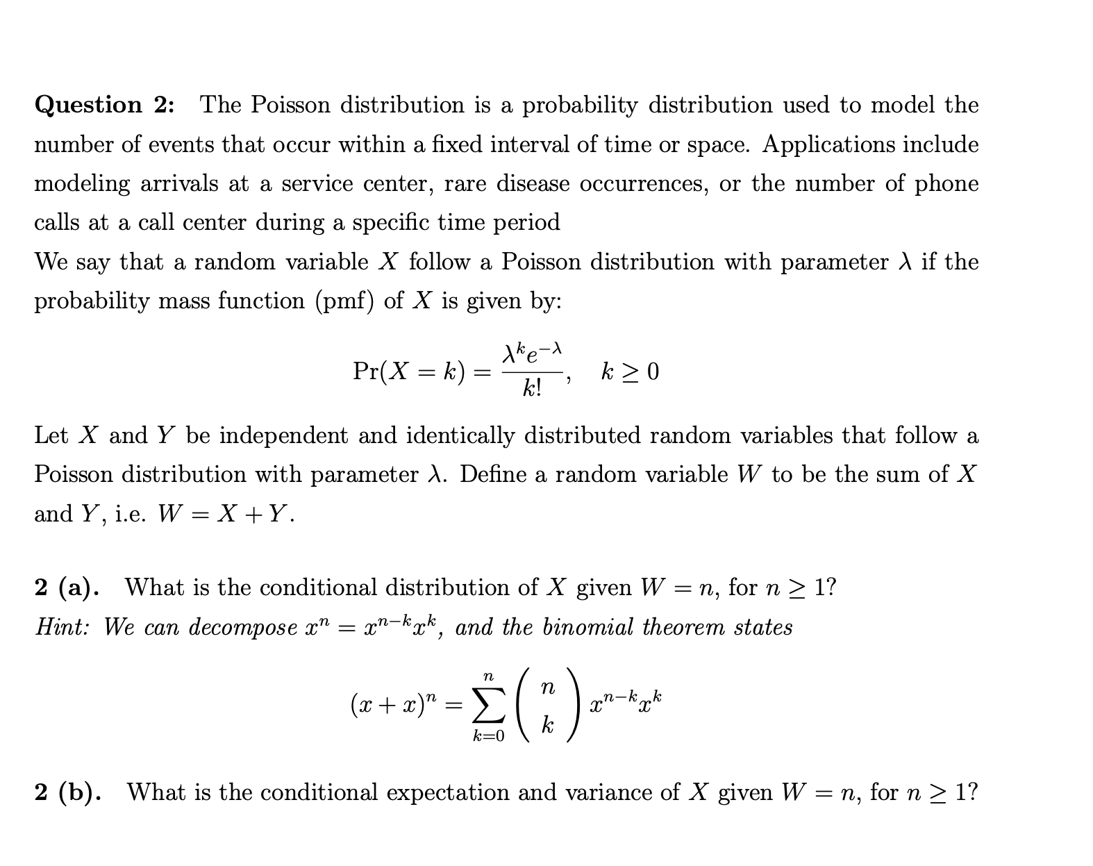 Solved Question The Poisson Distribution Is A Probability Chegg