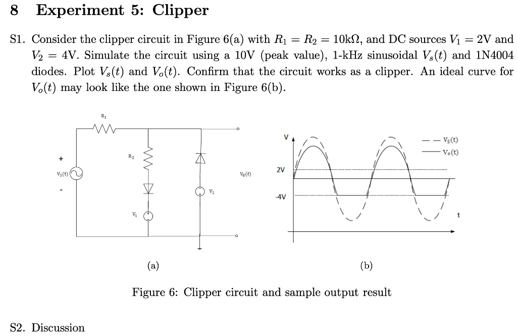 Solved 8 Experiment 5 Clipper Si Consider The Clipper Chegg