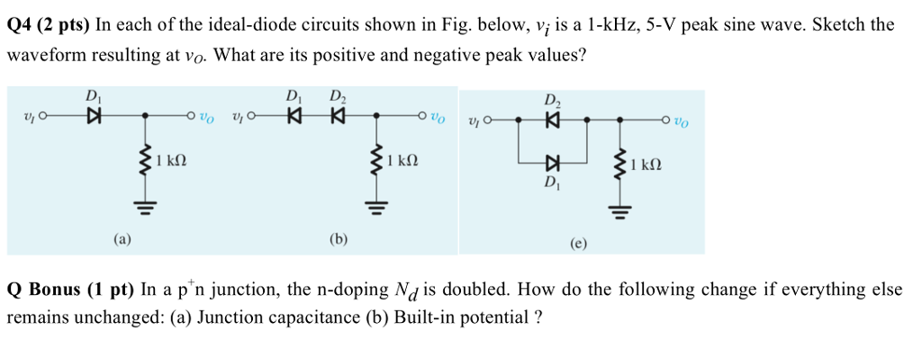 Solved 04 2 Pts In Each Of The Ideal Diode Circuits Shown Chegg