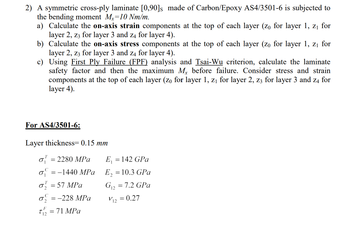 2 A Symmetric Cross Ply Laminate 0 90 S Made Of Chegg