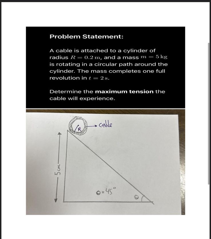 Solved Problem Statement A Cable Is Attached To A Cylinder Chegg