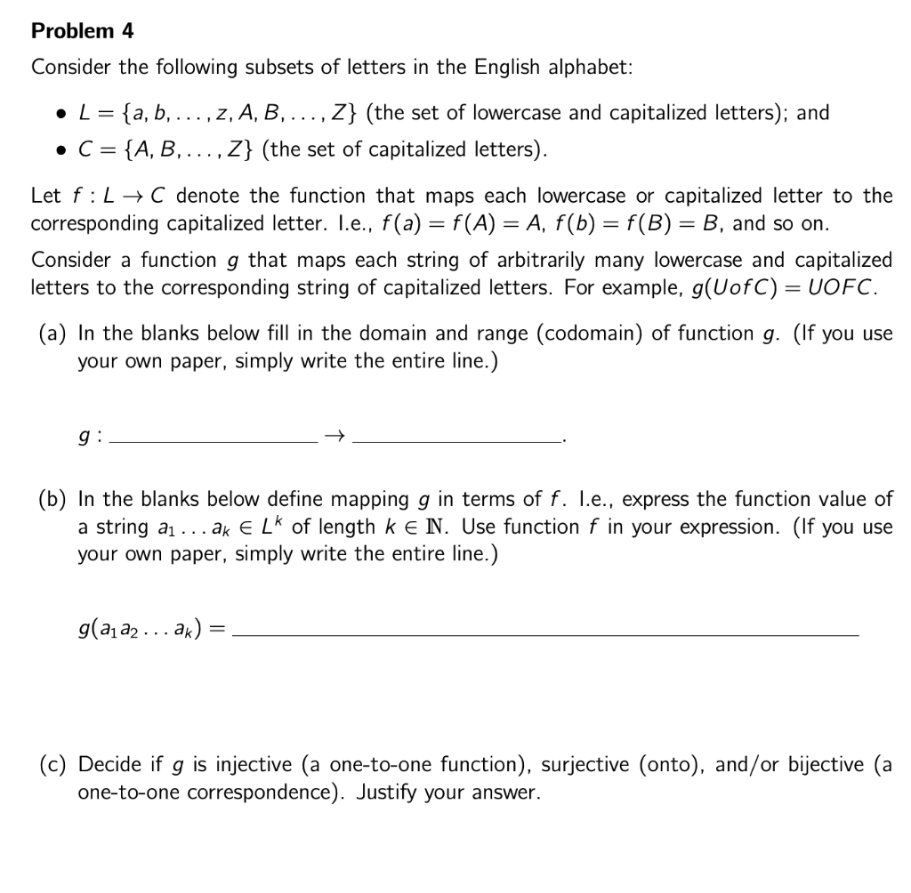 Solved Problem 4 Consider The Following Subsets Of Letters Chegg