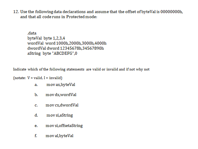 Solved Use The Following Data Declarations And Assume Chegg