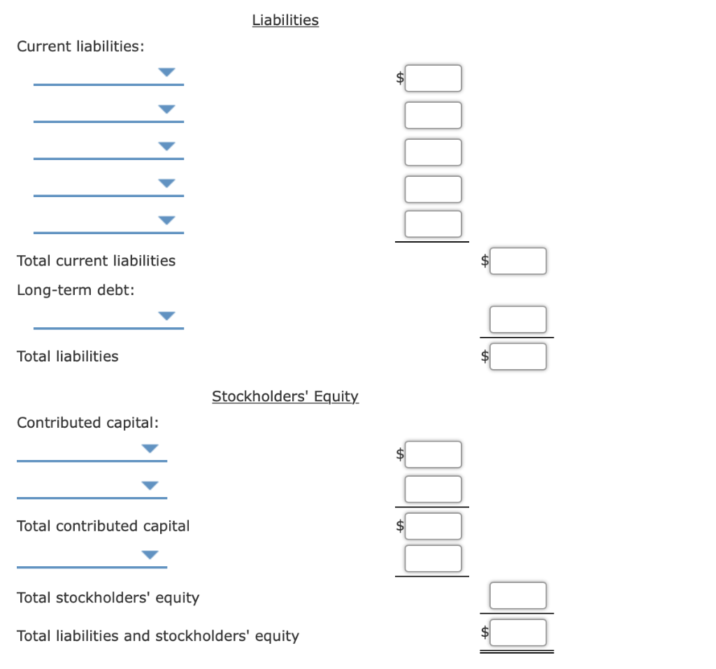 Solved The Following Balance Sheet Items Listed In Chegg