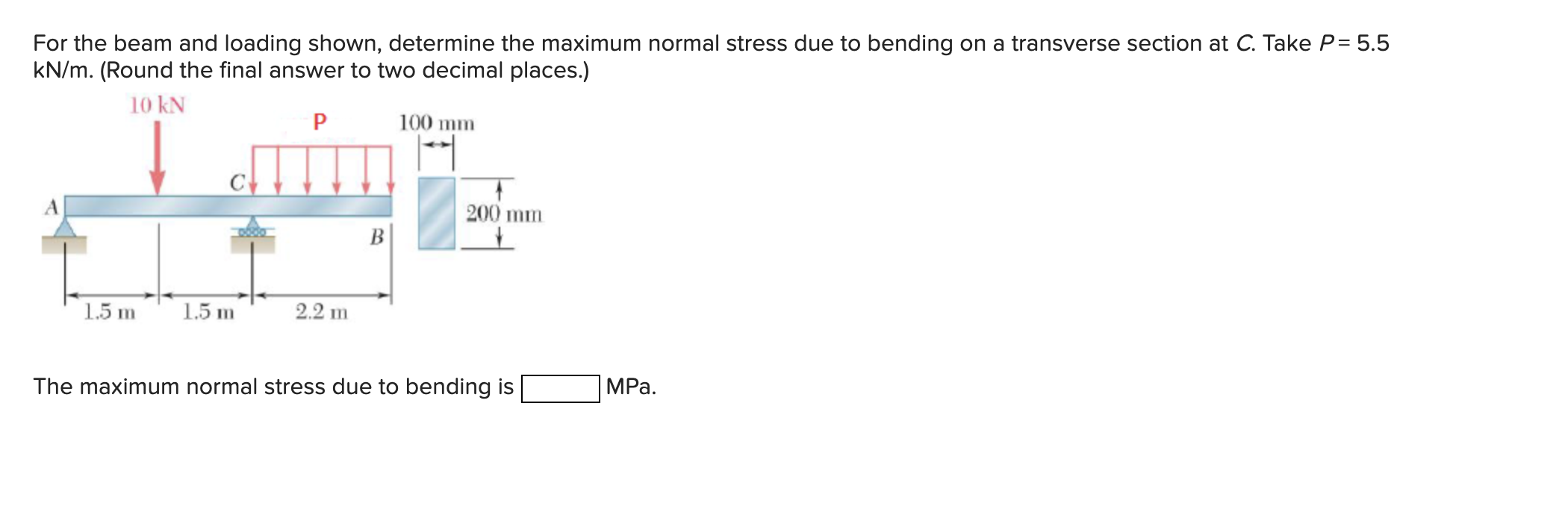 Solved For The Beam And Loading Shown Determine The Maximum Chegg