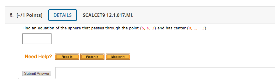 Solved Find An Equation Of The Sphere That Passes Throu