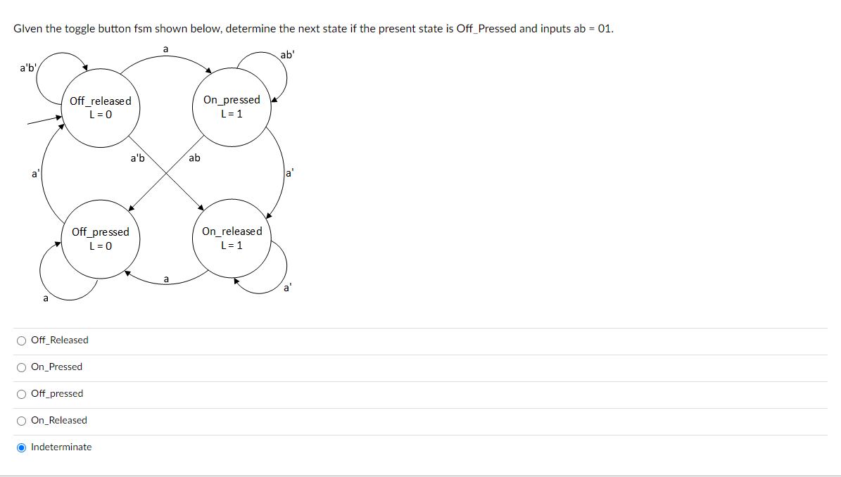 Solved Glven The Toggle Button Fsm Shown Below Determine Chegg