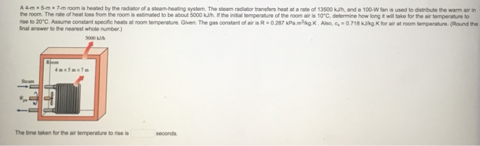 Solved A 4 M X 5 Mx 7 M Room Is Heated By The Radiator Of A Chegg