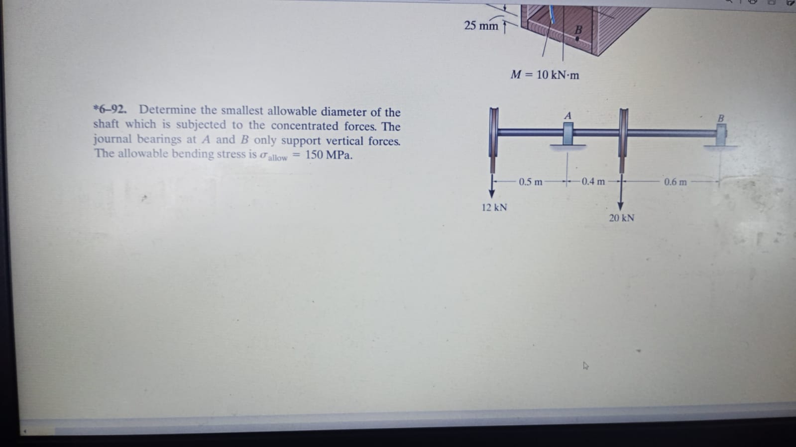 Solved Determine The Smallest Allowable Diameter Of Chegg