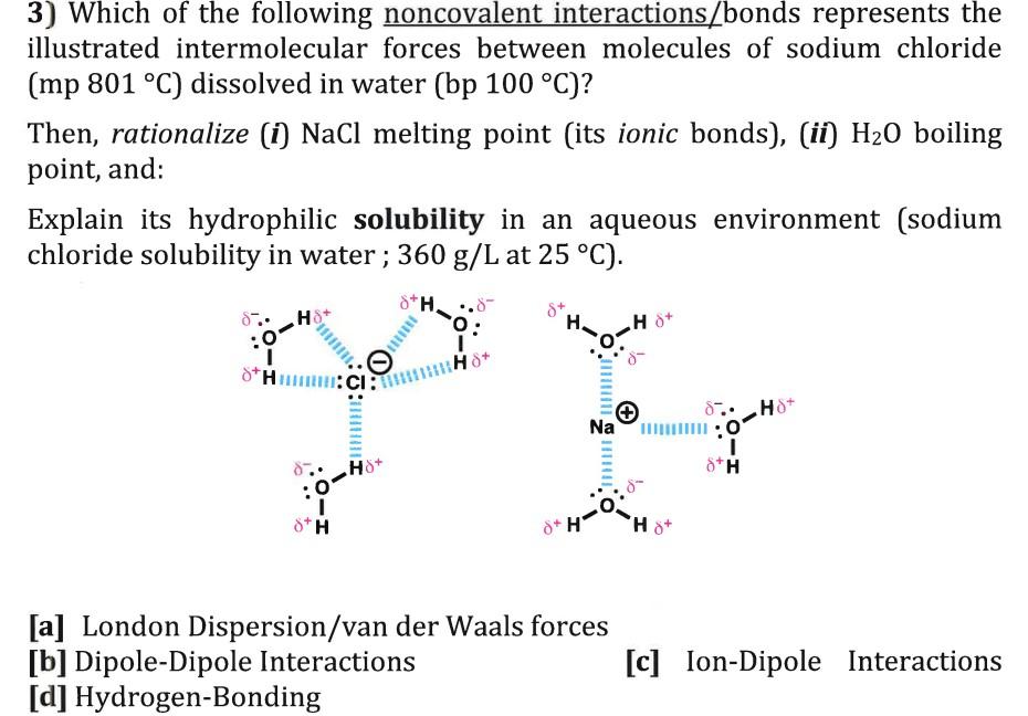 Solved Which Of The Following Noncovalent Chegg