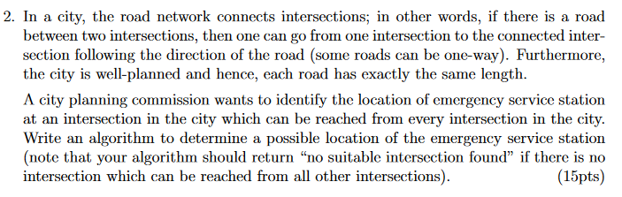 Solved 2 In A City The Road Network Connects Chegg