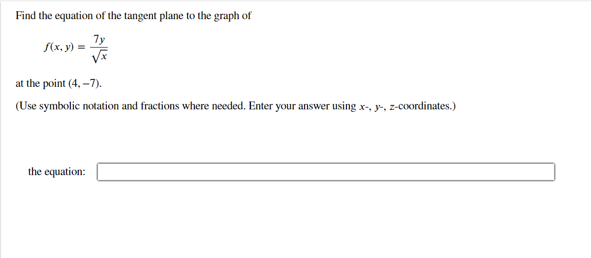 Solved Find The Equation Of The Tangent Plane To The Graph Chegg