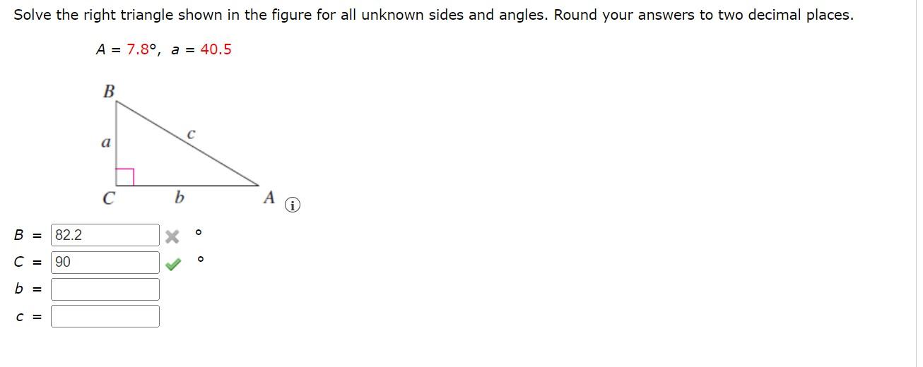 Solved Solve The Right Triangle Shown In The Figure For All Chegg