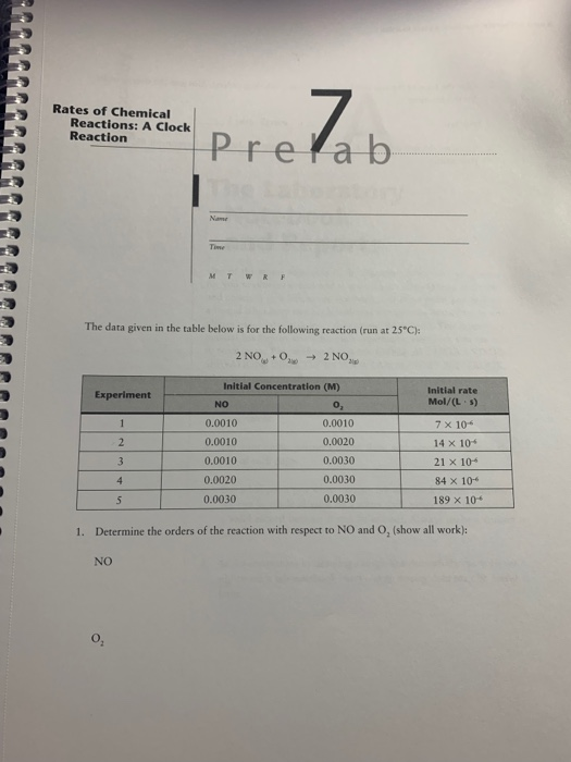 Solved Rates Of Chemical Reactions A Clock Reaction Tine Chegg