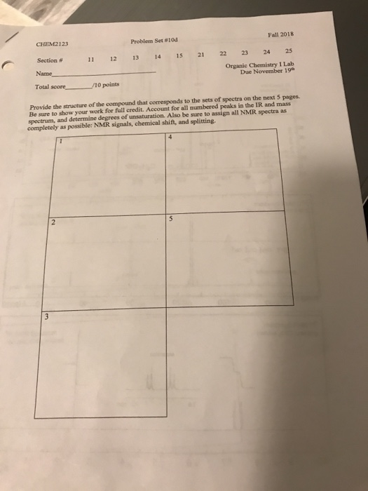 Solved Fall 2018 CHEM2123 Section 1 12 13 14 15 21 22 23 24 Chegg