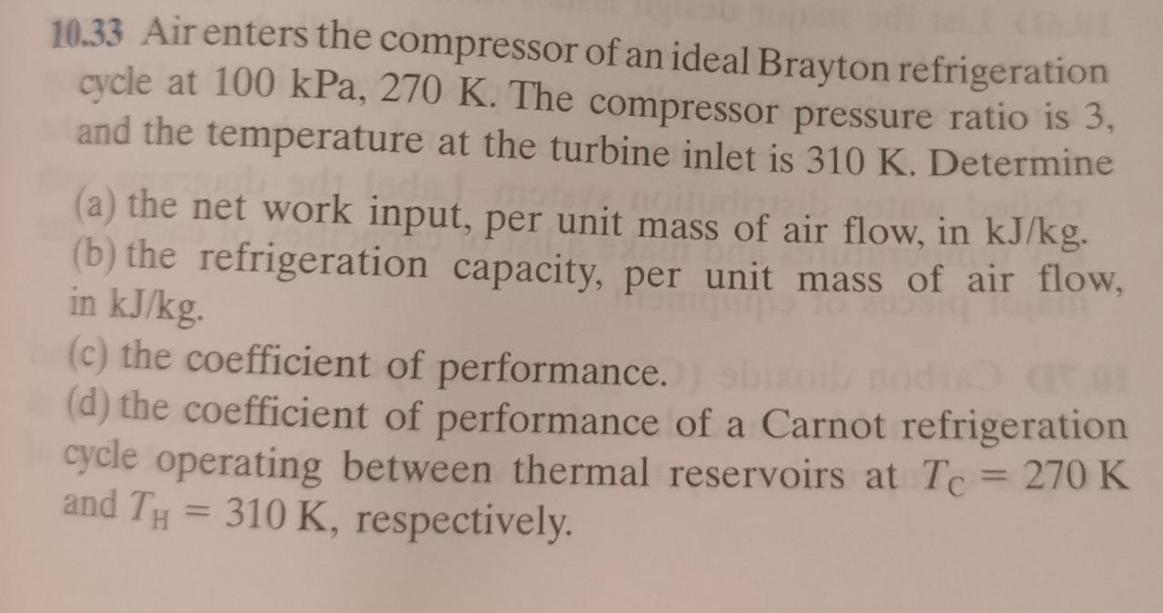 Solved Air Enters The Compressor Of An Ideal Brayton Chegg