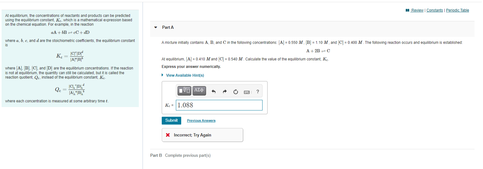 Solved MI Review Constants Periodic Table At Equilibrium Chegg