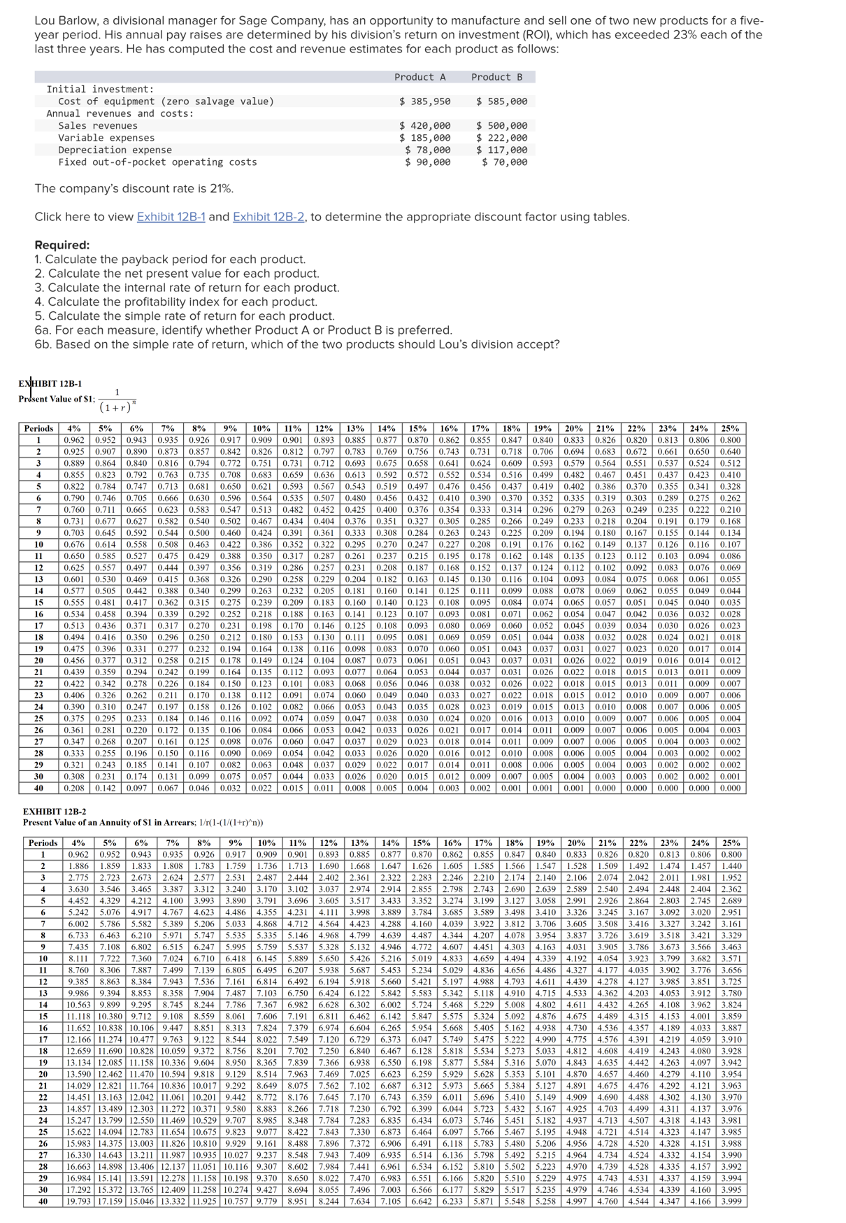 Solved 1 Calculate The Payback Period For Each Product 2 Chegg