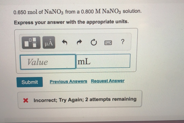 Solved Calculate The Volume In Milliliters Of The Following Chegg