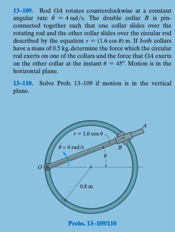 Solved 13 109 Rod OA Rotates Counterclockwise At A Constant Chegg