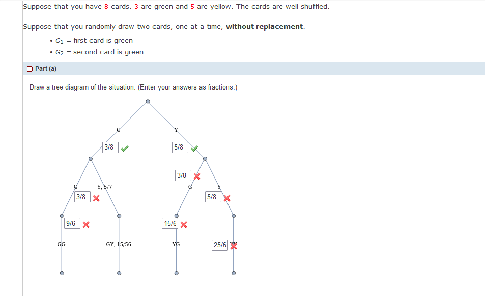 Solved Suppose That You Have 8 Cards 3 Are Green And 5 Are Chegg