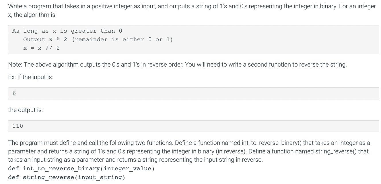 Solved Write A Program That Takes In A Positive Integer As Chegg