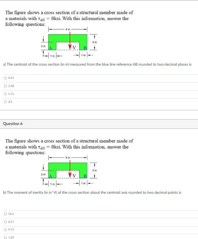 Solved The Figure Shows A Cross Section Of A Structural Chegg