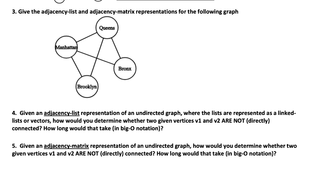 Solved 3 Give The Adjacency List And Adjacency Matrix Chegg