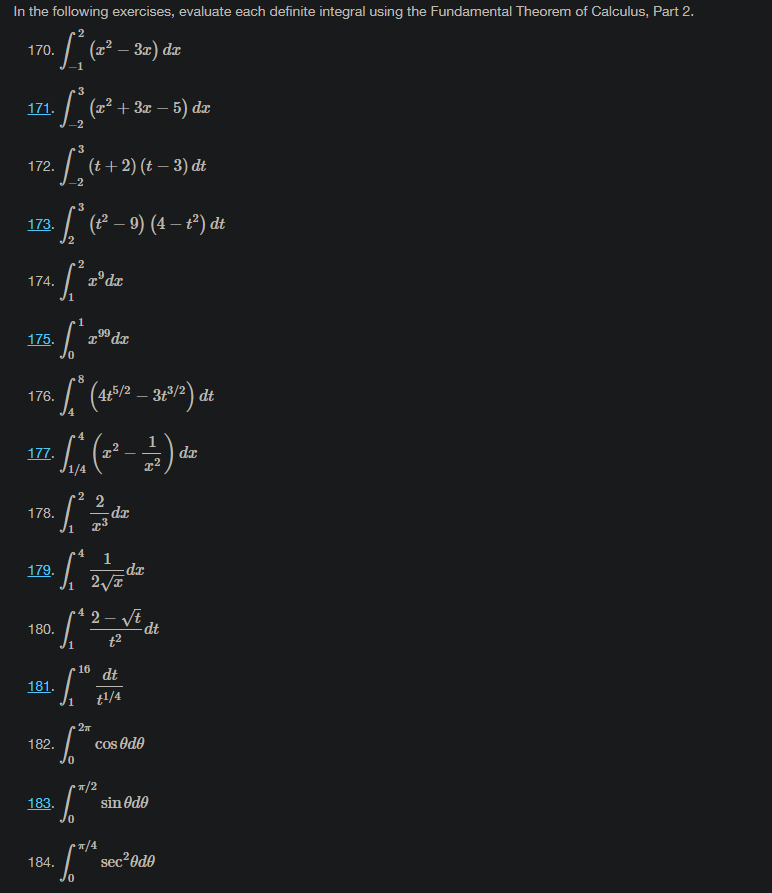 Solved In The Following Exercises Evaluate Each Definite Chegg