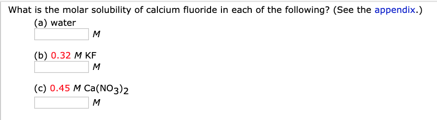 Solved What Is The Molar Solubility Of Calcium Fluoride In Chegg