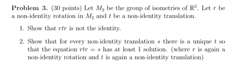 Solved Points Let M Be The Group Of Isometries Of Chegg