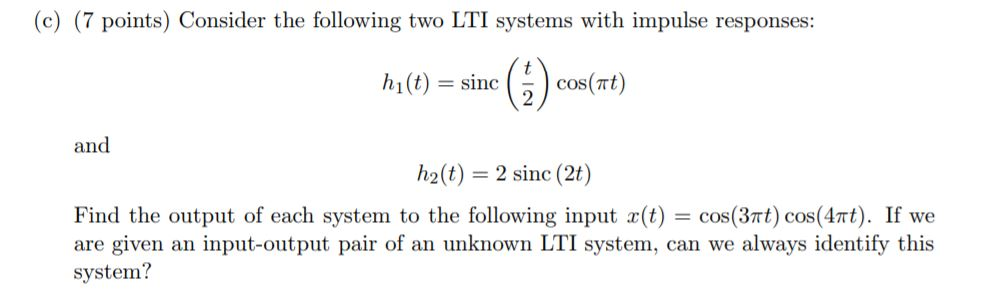 Solved E Points Consider The Following Two Lti Systems Chegg