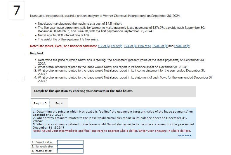 NutraLabs Incorporated Leased A Protein Analyzer To Chegg