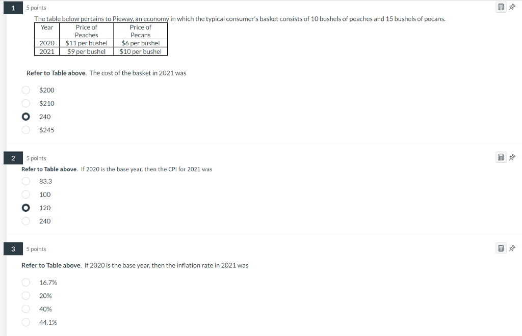 Solved The Table Below Pertains To Pieway An Economy In Chegg