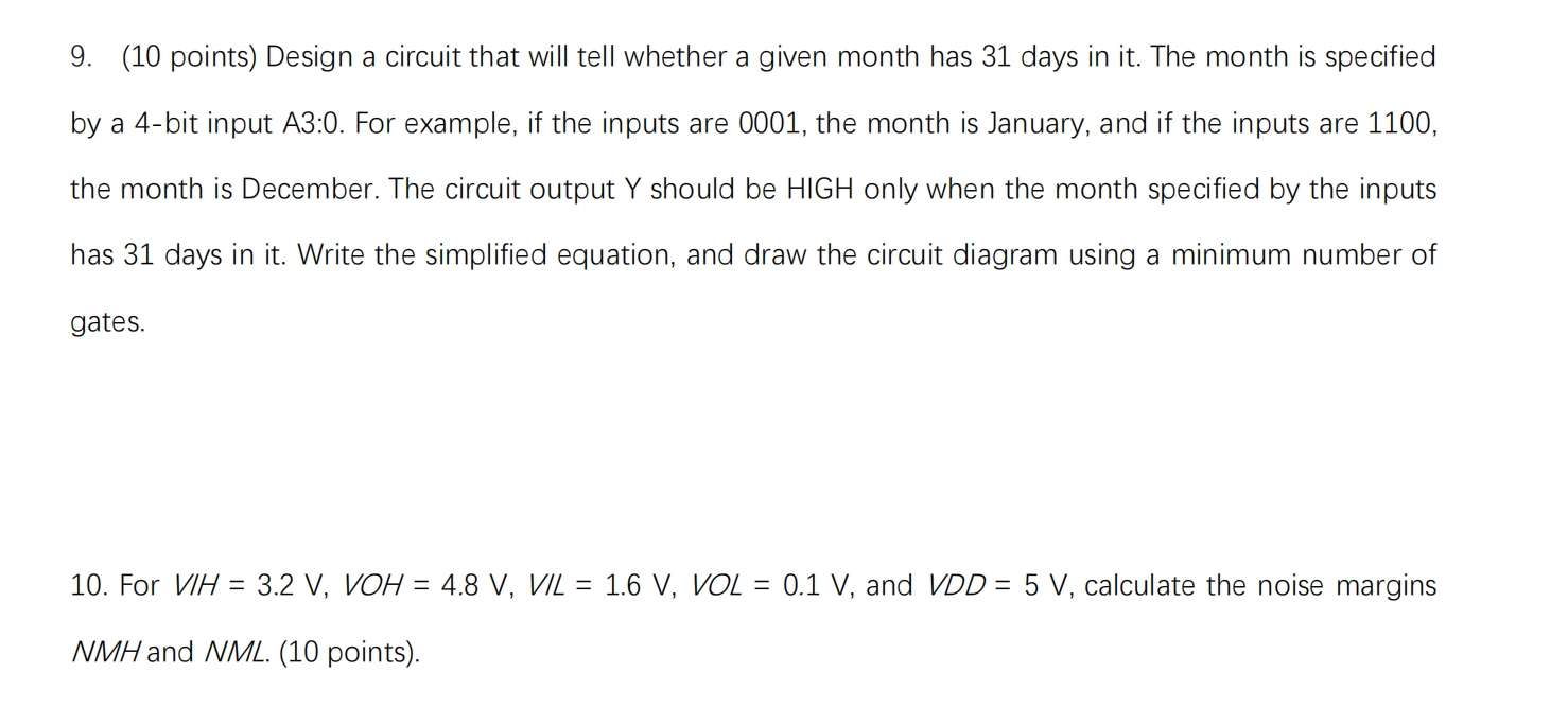 Solved 9 10 Points Design A Circuit That Will Tell Chegg