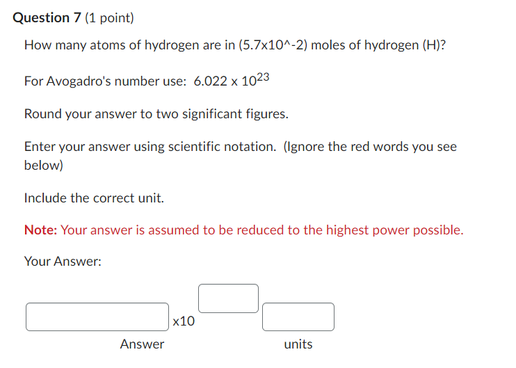 Solved Question 7 1 Point How Many Atoms Of Hydrogen Are Chegg