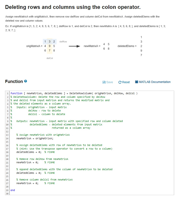 Solved Deleting Rows And Columns Using The Colon Operator Chegg