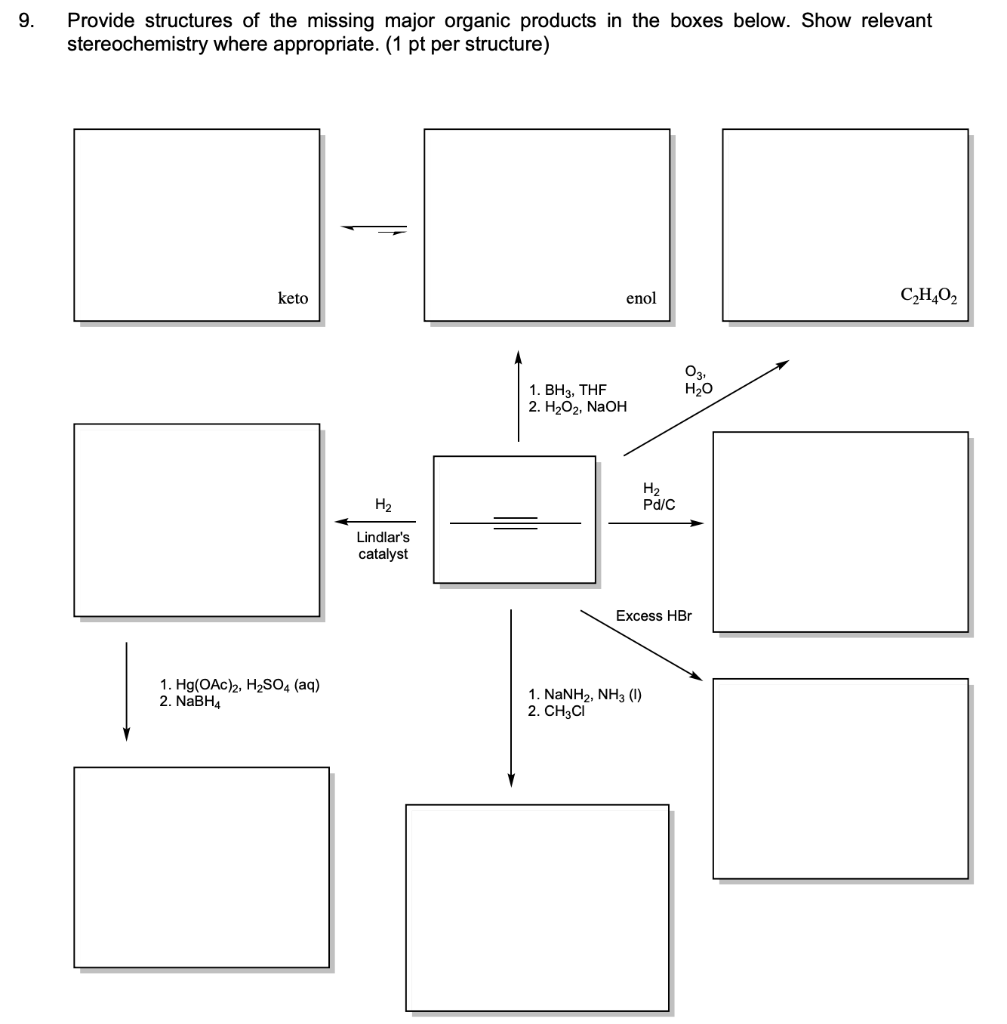 Solved 9 Provide Structures Of The Missing Major Organic Chegg