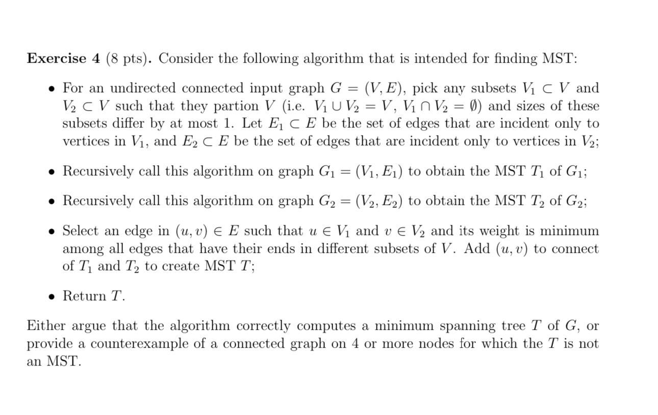 Solved Exercise 4 8 Pts Consider The Following Algorithm Chegg