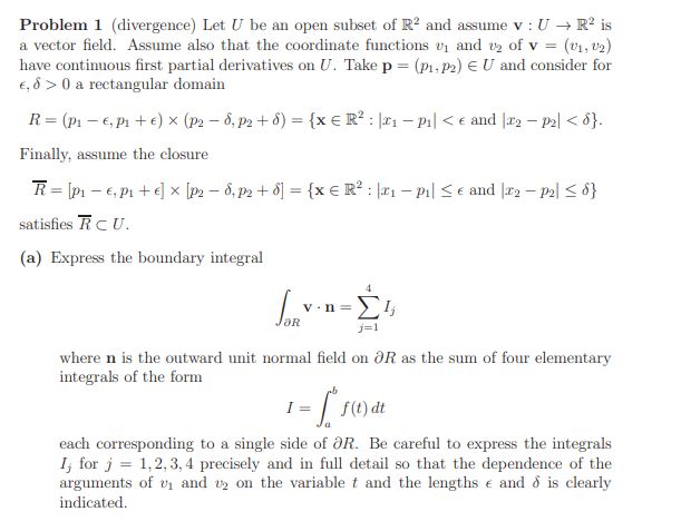 Solved Problem Divergence Let U Be An Open Subset Of R Chegg