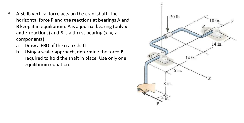 Solved A Lb Vertical Force Acts On The Crankshaft The Chegg