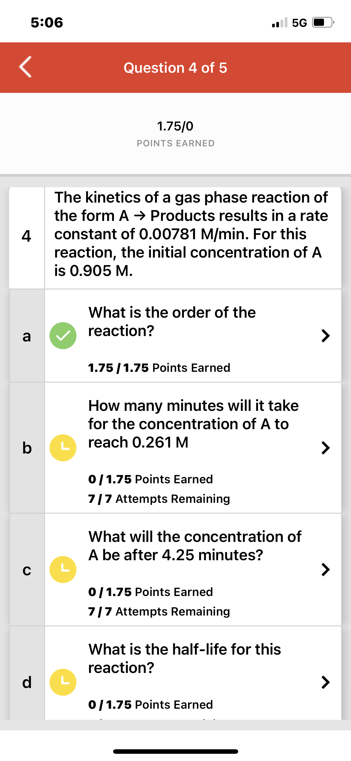 Solved The Kinetics Of A Gas Phase Reaction Of The Form Chegg